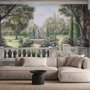 Soft Drawing Forest with Marble Fountain Wallpaper Mural
