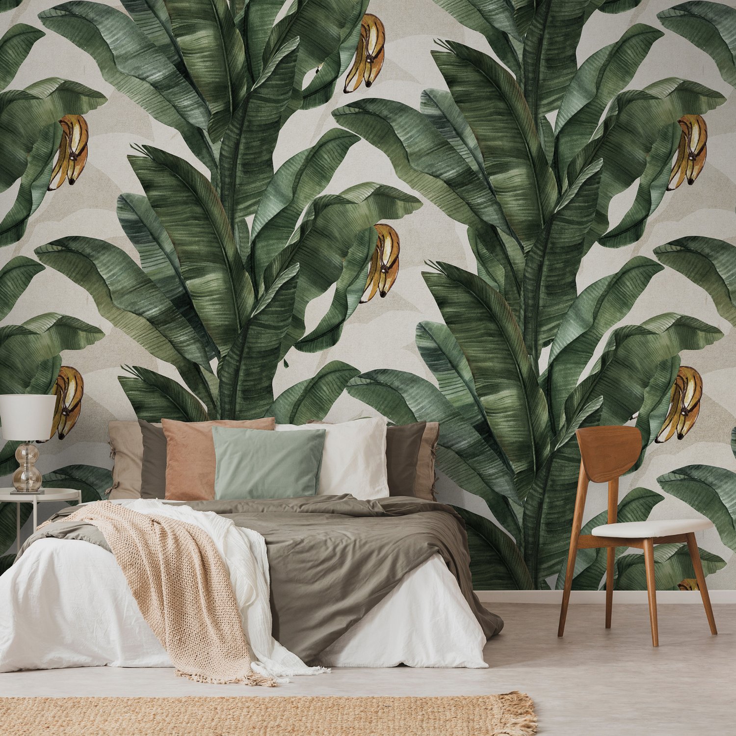 Exotic Banana Leaf Pattern Wallpaper Mural - Peel and Stick