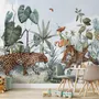 Kids Watercolor Forest with Leopard Wild Animals Wallpaper Mural