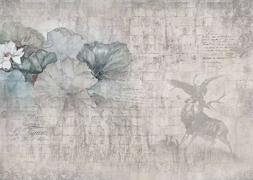 Nostalgic Lotus Flowers Wallpaper Mural