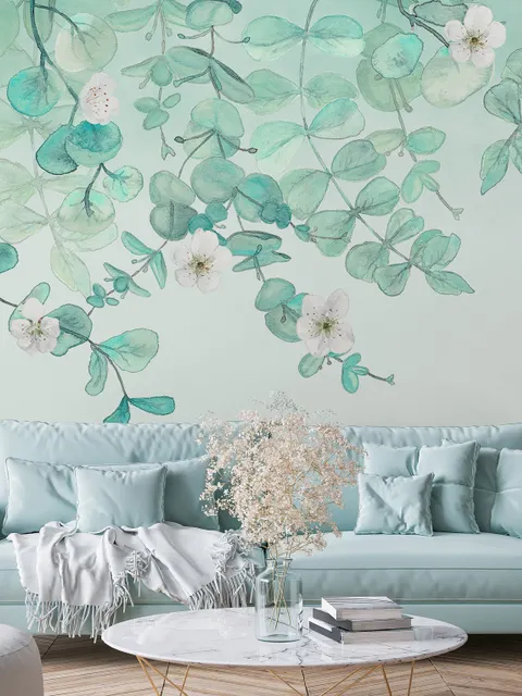 Plum Blossom with Leaves Wallpaper Mural