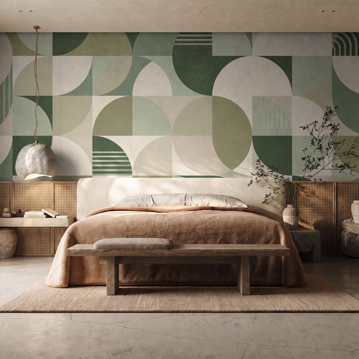 Retro Abstract Geometric Shapes Wallpaper Mural - Peel and Stick