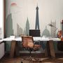Paris City with Eiffel Tower and Amusement Park Wallpaper Mural
