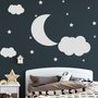 Wandtattoo Weißer Halbmond mit Wolken fürs Kinderzimmer
