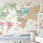 Kids Dinosaurs World Map Wallpaper Mural