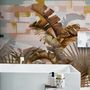 Tropical Leaf Painting with Brush Strokes Wallpaper Mural