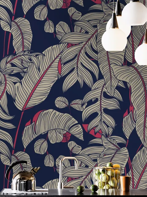 Dark Palm Leaf Wallpaper Mural