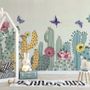 Watercolor Drawing Cactuses and Butterfly Wallpaper Mural