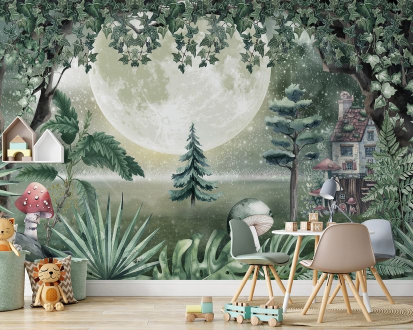 Night Forest Landscape Wallpaper Mural