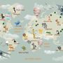 Kids World Atlas with Animals Wallpaper Mural