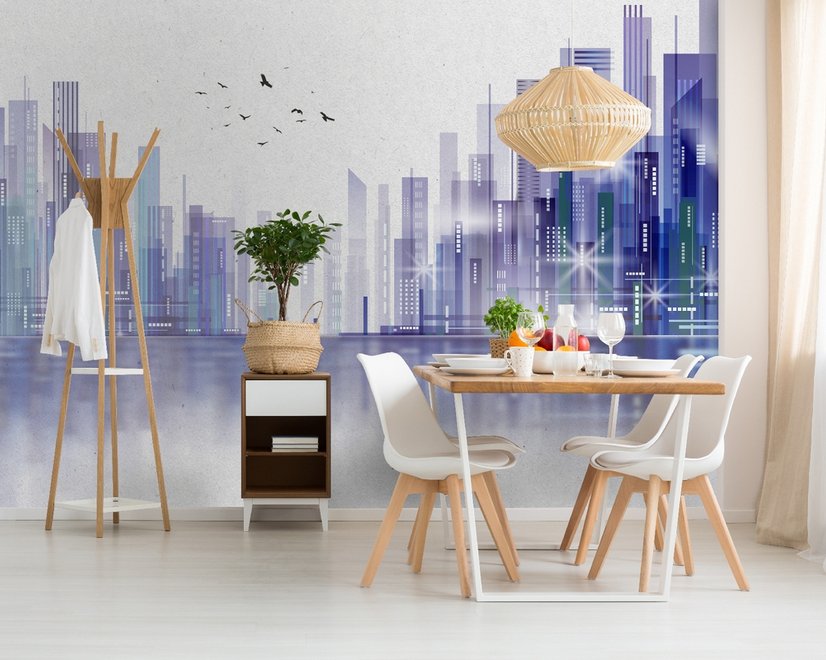Black Green Dark Cityscape Wallpaper Mural