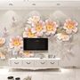 Pink Flower and White Butterfly Wallpaper Mural