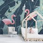 Tropische Bananenblätter mit Rosa Flamingo Fototapete