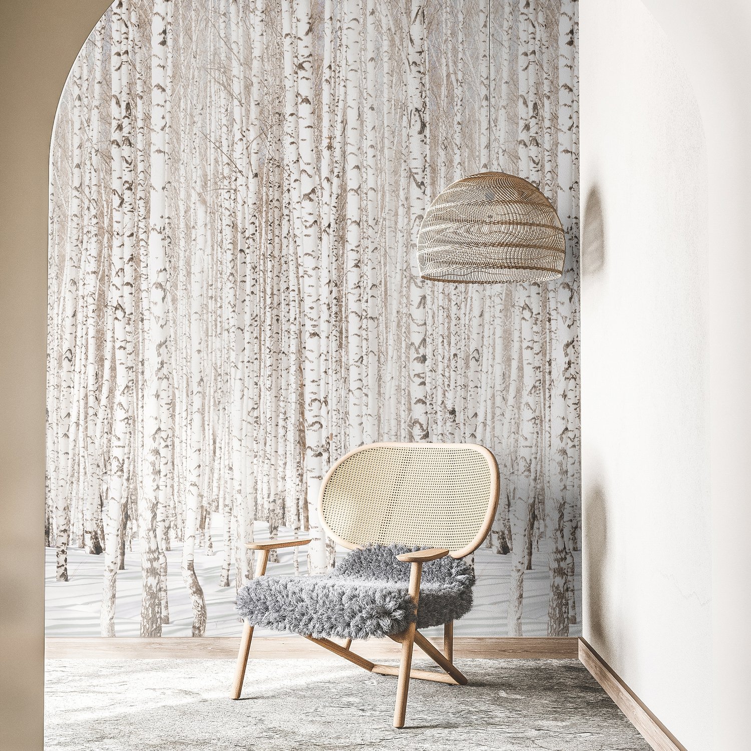 Birch Tree Forest in Winter Wallpaper Mural - Peel and Stick