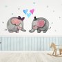 Papier peint panoramique éléphants amoureux dessinés