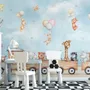 Cute Kids Animals on Train Wallpaper Mural