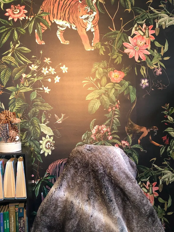 Dark Botanical Plants with Animals Wallpaper Mural