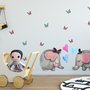 Stickers muraux éléphant mignon petit papillon enfants