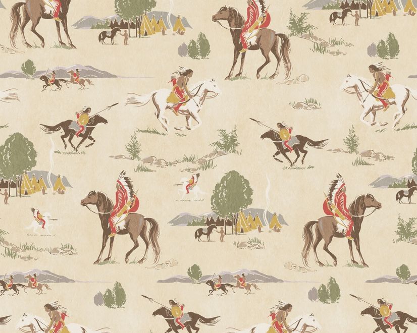 Retro Western Cowboys Wallpaper Mural