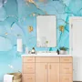 Light Blue Marble with Gold Look Splash Wallpaper Mural