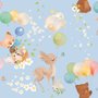 Animaux mignons volant avec des montgolfières Papier peint panoramique enfants