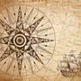 Vintage Map with Compass Wallpaper Mural