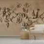 3D Embossed Look Cement Floral Tree Wallpaper Mural