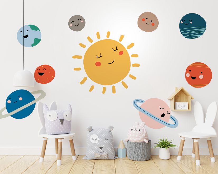 Kinder Wandtattoo Sonne und Planeten Wandtattoos
