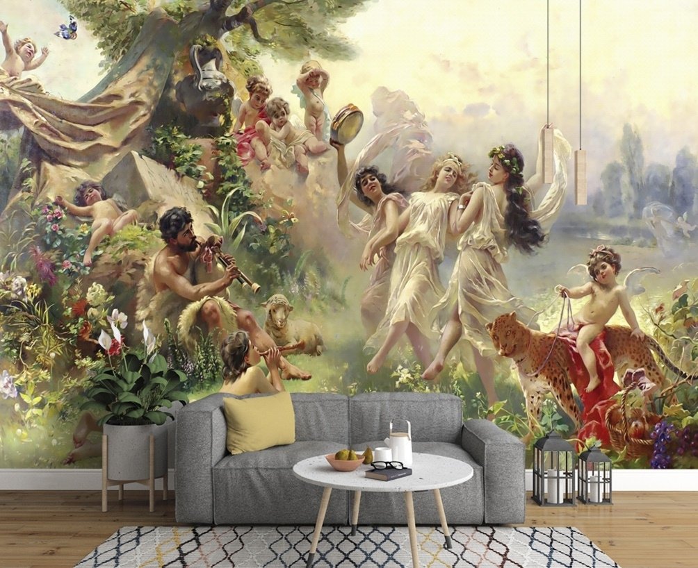 Oil Painting Abstract Angel Wallpaper Mural - Peel and Stick