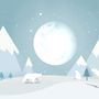 Kids Mountainscape with Bears and Blue Skyscape Wallpaper Mural