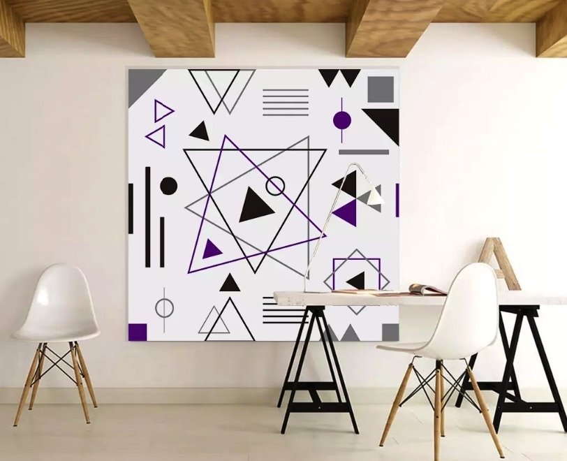Purple Black Geometric Shapes Wallpaper Mural