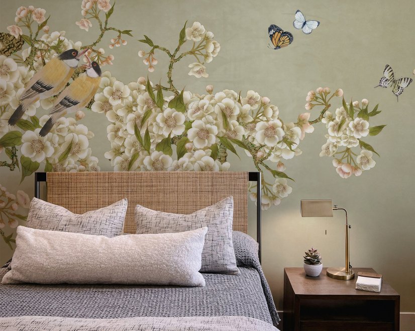 Cream Begonia Blossom Floral Art Wallpaper Mural
