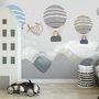 Papier peint panoramique montgolfière et avion cartoon pour enfants