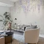 Watercolor Hanging Wisteria Flowers with Hummingbirds Wallpaper Mural 