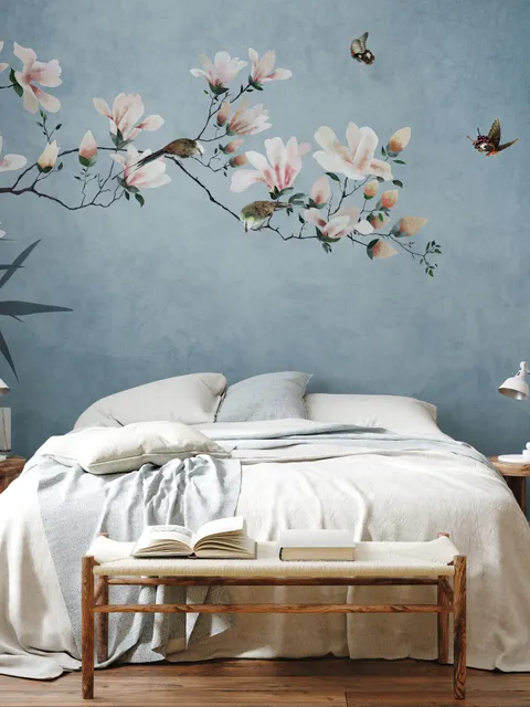 Fototapete mit Rosa Magnolienblütenkunst