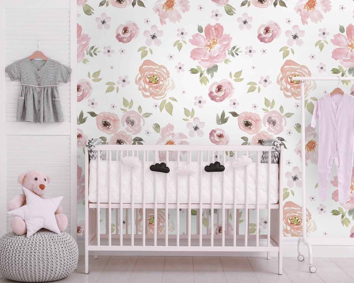 Nursery Watercolor Nursery Wallpaper Mural - Peel and Stick