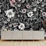 Dark Floral with White Daisy Wallpaper Mural