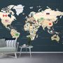 Political World Map with Country Flags Wallpaper Mural