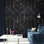 Art Deco with Gold Faux Lines Geometric Art Deco Wallpaper Mural