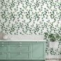 Watercolor Eucalyptus Leaf Pattern Wallpaper Mural