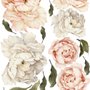 Stickers muraux bouquet floral de pivoine orange et blanche