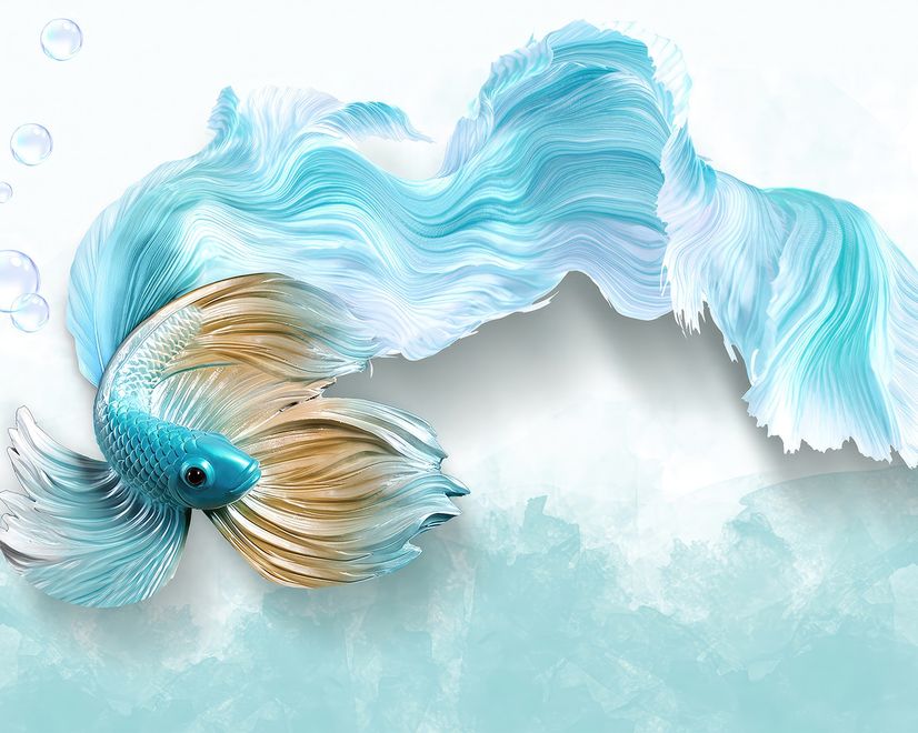 Abstract Guppy Fish Wallpaper Mural