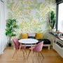 Papier peint panoramique floral aux herbes jaunes