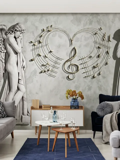 Papier peint panoramique sculpture d'ange sophistiquée