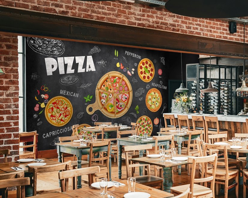 3D Look Italiano Pizza Wallpaper Mural