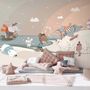 Nursery Snowy Landscape with Cute Cartoon Animals Wallpaper Mural