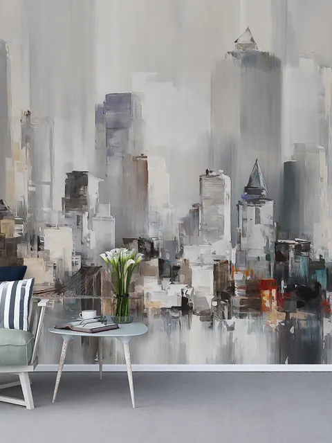 Watercolor Painting New York City Landscape Wallpaper Mural