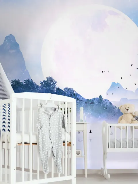 Kids Lakescape with Little Canoe Wallpaper Mural