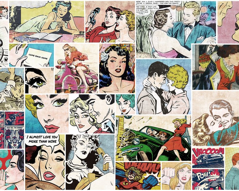 Retro Pop Art Comic Faces Wallpaper Mural