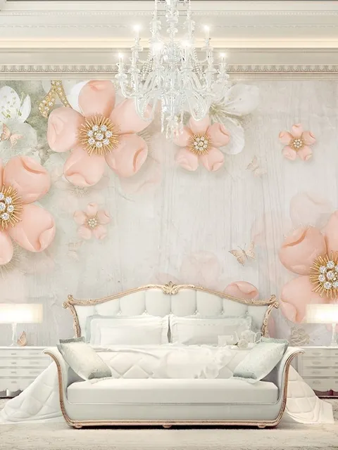 Pink Diamond Daisy with Butterflies Wallpaper Mural